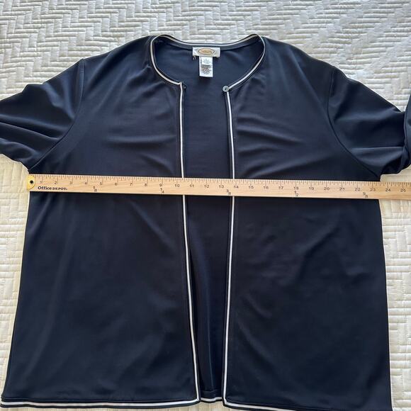 Talbots Black 3 Piece Skirt Outfit Suit Sleeveless Top & Cardigan Sweater Large - Picture 7 of 11